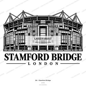 10-pack Premier League-stadion i PNG-format | Lasergravering av engelsk fotbollsstadion | Digital nedladdning av skifferunderlägg bild 3