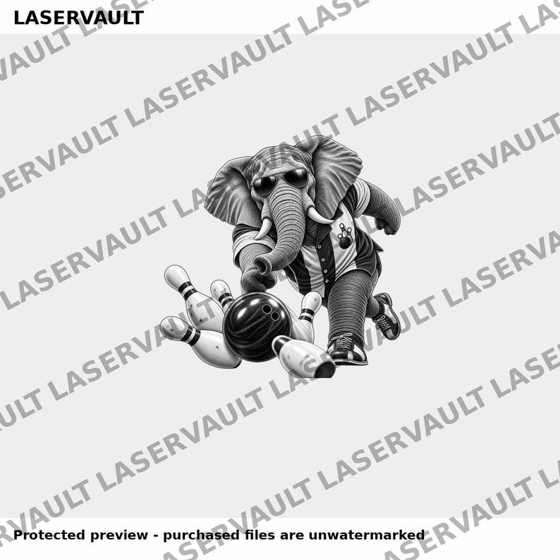 15 djur, bowling, lasergravyr, PNG-paket, rolig björn, bulldogg, lejon, elefant, anka, mus, fågel, känguru, koala bild 7