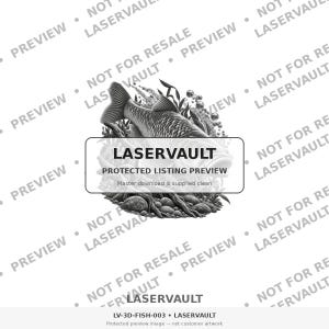 Puede incluir: Una ilustraci&oacute;n digital en blanco y negro de un pez nadando entre plantas acu&aacute;ticas y rocas. Un cuadro rectangular superpuesto contiene el texto LASERVAULT PROTECTED LISTING PREVIEW. El fondo presenta texto repetido como marca de agua.