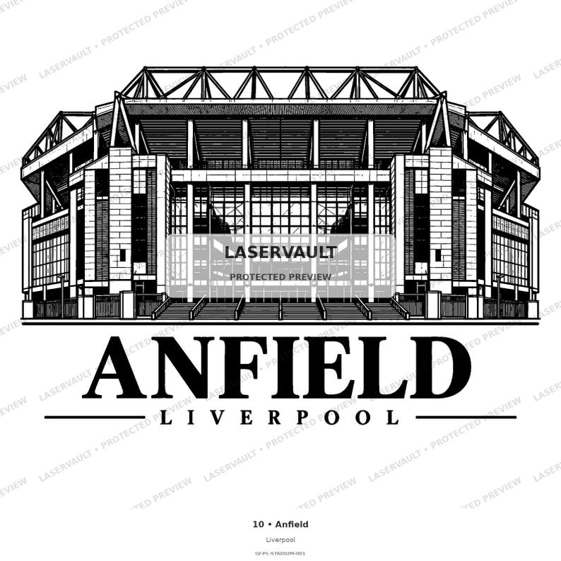 10-pack Premier League-stadion i PNG-format | Lasergravering av engelsk fotbollsstadion | Digital nedladdning av skifferunderlägg bild 1