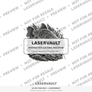 Puede incluir: Una ilustraci&oacute;n digital en blanco y negro de un siluro nadando entre plantas acu&aacute;ticas y rocas. La imagen presenta una superposici&oacute;n rectangular con el texto LASERVAULT PROTECTED LISTING PREVIEW y la marca de agua repetida PREVIEW NOT FOR RESALE.