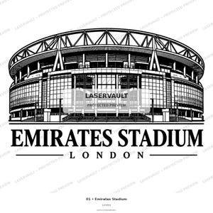 10-pack Premier League-stadion i PNG-format | Lasergravering av engelsk fotbollsstadion | Digital nedladdning av skifferunderlägg bild 6