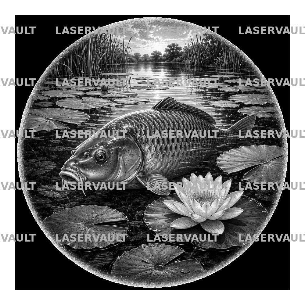 Round carp laser engraving PNG bundle preview
