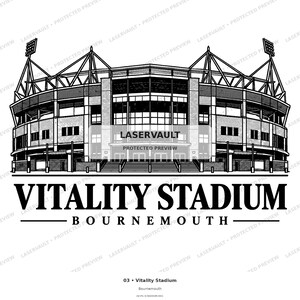 10-pack Premier League-stadion i PNG-format | Lasergravering av engelsk fotbollsstadion | Digital nedladdning av skifferunderlägg bild 5