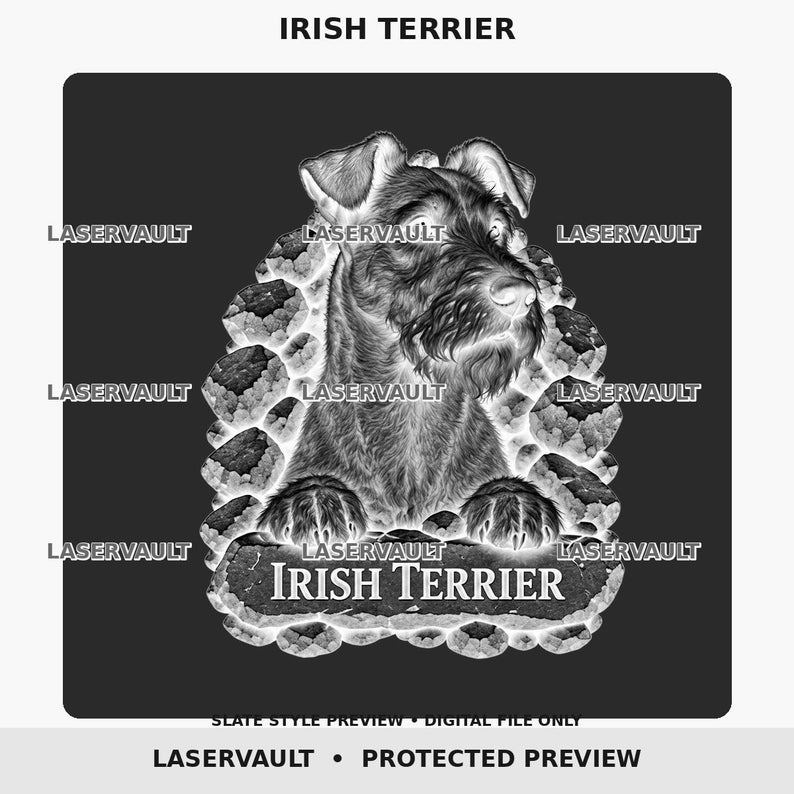 Irländsk terrier 3D-hund lasergravering PNG | Gråskala och svartvitt | Digital nedladdning bild 4