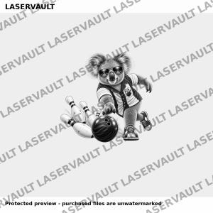 15 djur, bowling, lasergravyr, PNG-paket, rolig björn, bulldogg, lejon, elefant, anka, mus, fågel, känguru, koala bild 1