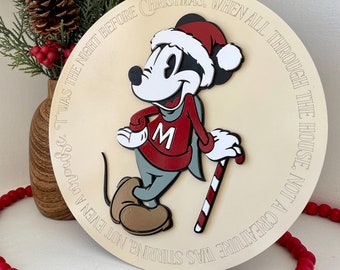 Mickey Christmas Sign | T'was The Night Before Christmas Sign | Disney Christmas Decor