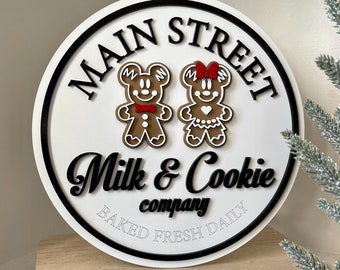 Main Street Bakery Sign | Mickey and Minnie Gingerbread | Milk and Cookie Company Sign | Baking Sign | Disney Christmas Decor