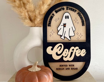 Freshly Boo'd Coffee Sign | Halloween Coffee Sign | Ghost Coffee Sign | Coffee Decor
