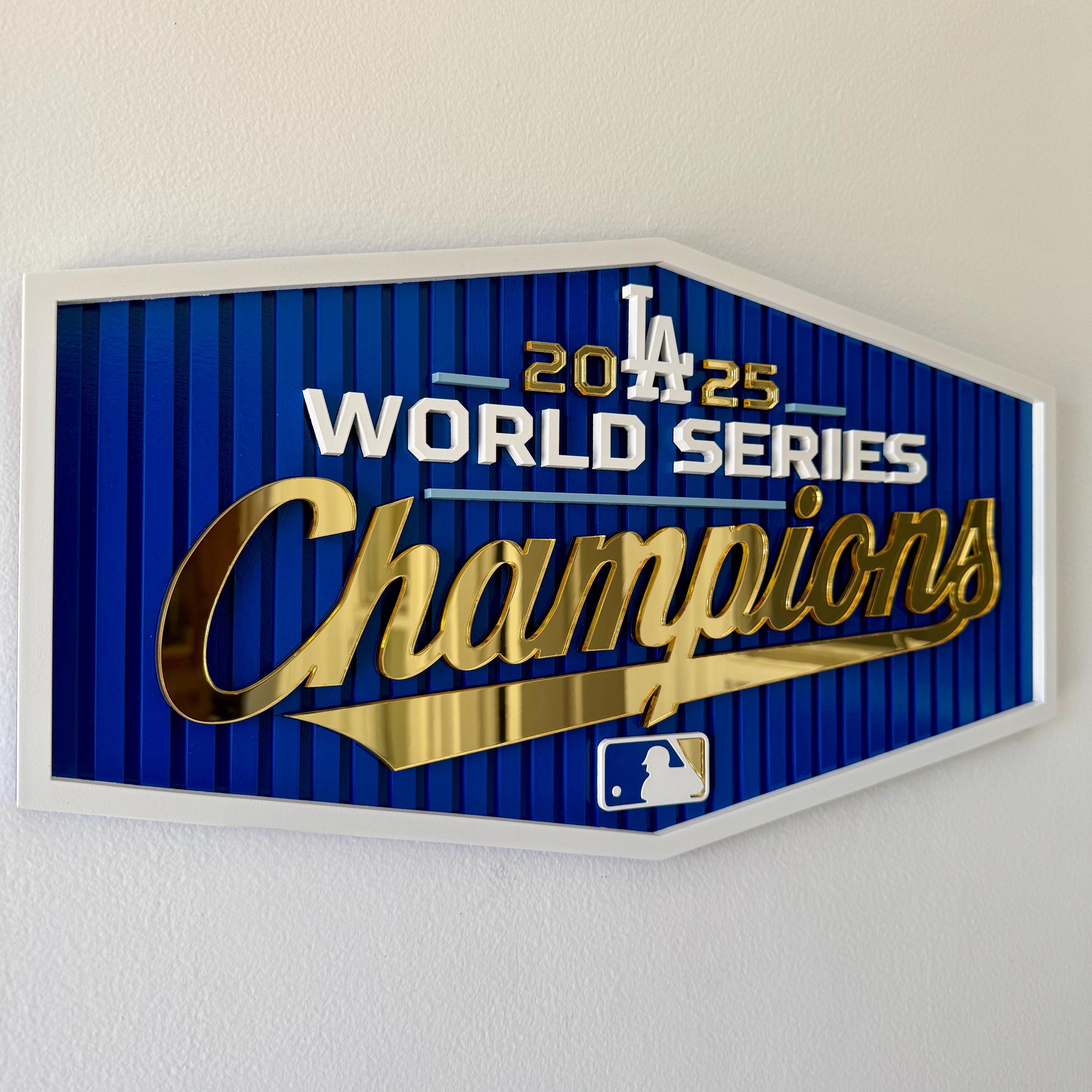 Los Angeles Dodgers 2025 World Series Champions Wood Display Sign