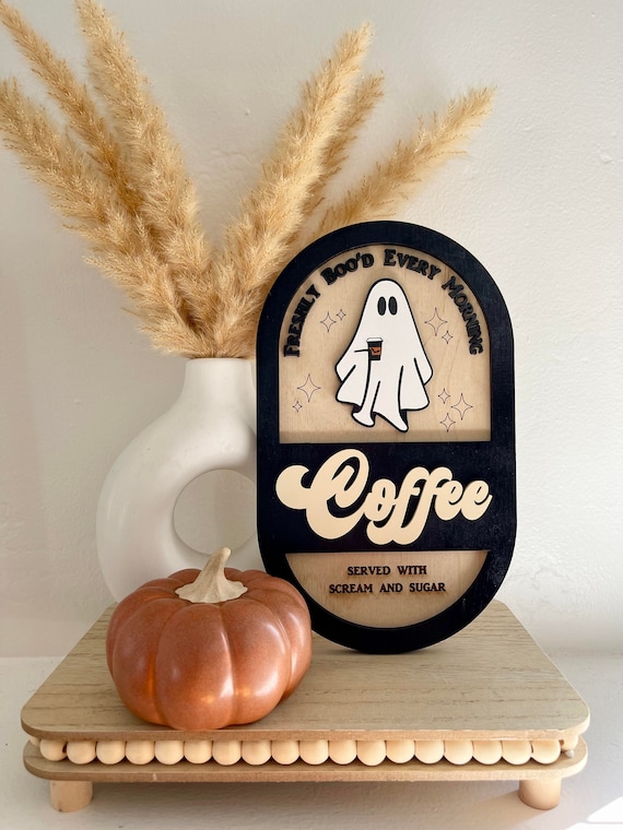 Plaque en bois « FRESHLY BOO'D COFFEE