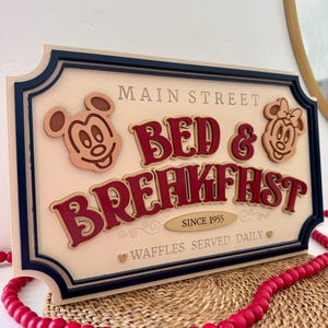Main Street Bed & Breakfast Sign | Mickey Shaped Waffle Sign | Mickey Waffle Home Decor | Disney Bed and Breakfast Sign