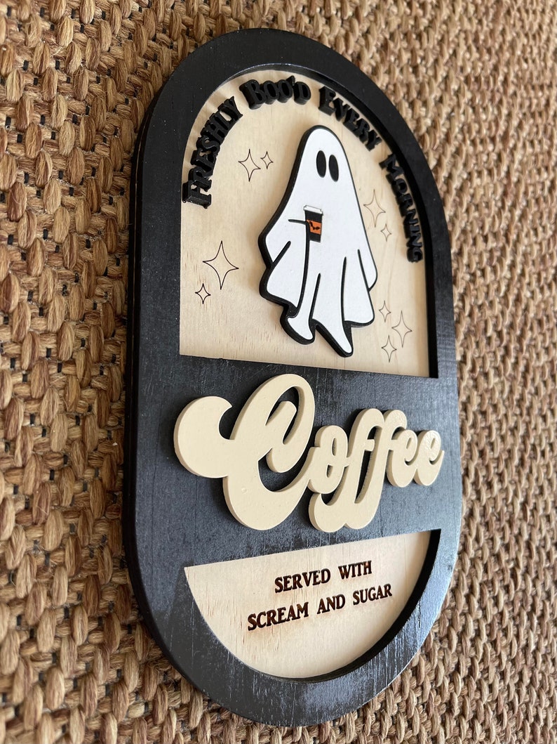 Freshly Boo'd Coffee Sign | Halloween Coffee Sign | Ghost Coffee Sign ...