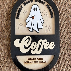 Freshly Boo'd Coffee Sign | Halloween Coffee Sign | Ghost Coffee Sign ...