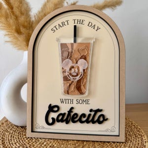 Start Your Day With Some Cafecito Sign | Iced Coffee Sign | Mickey Coffee Sign | Disney Inspired Coffee Sign | Coffee Bar Decor