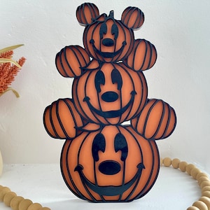 Stacked Mickey Pumpkins | Mickey Halloween | Disney Halloween Decor