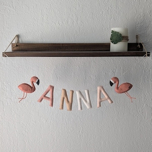 Custom flamingo felt name banner, Name banner for nursery/room, Flamingo banner, Birthday felt decor