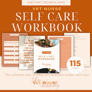 Veterinary Nurse Self Care Workbook | vet nurse gift, vet nurse guide, vet nurse notes, veterinary nurse notebook, student vet nurse