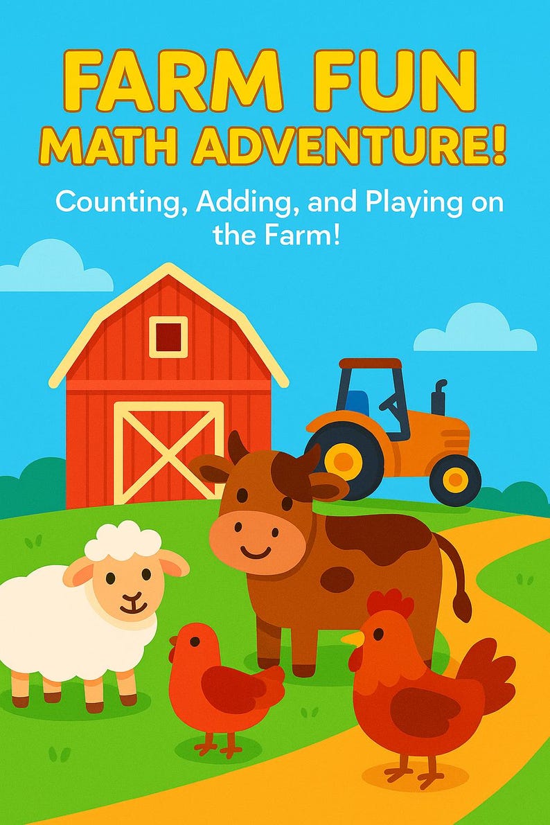 Farm Math Workbook: Preschool Printable Activities (ages 3-6) (PDF ...