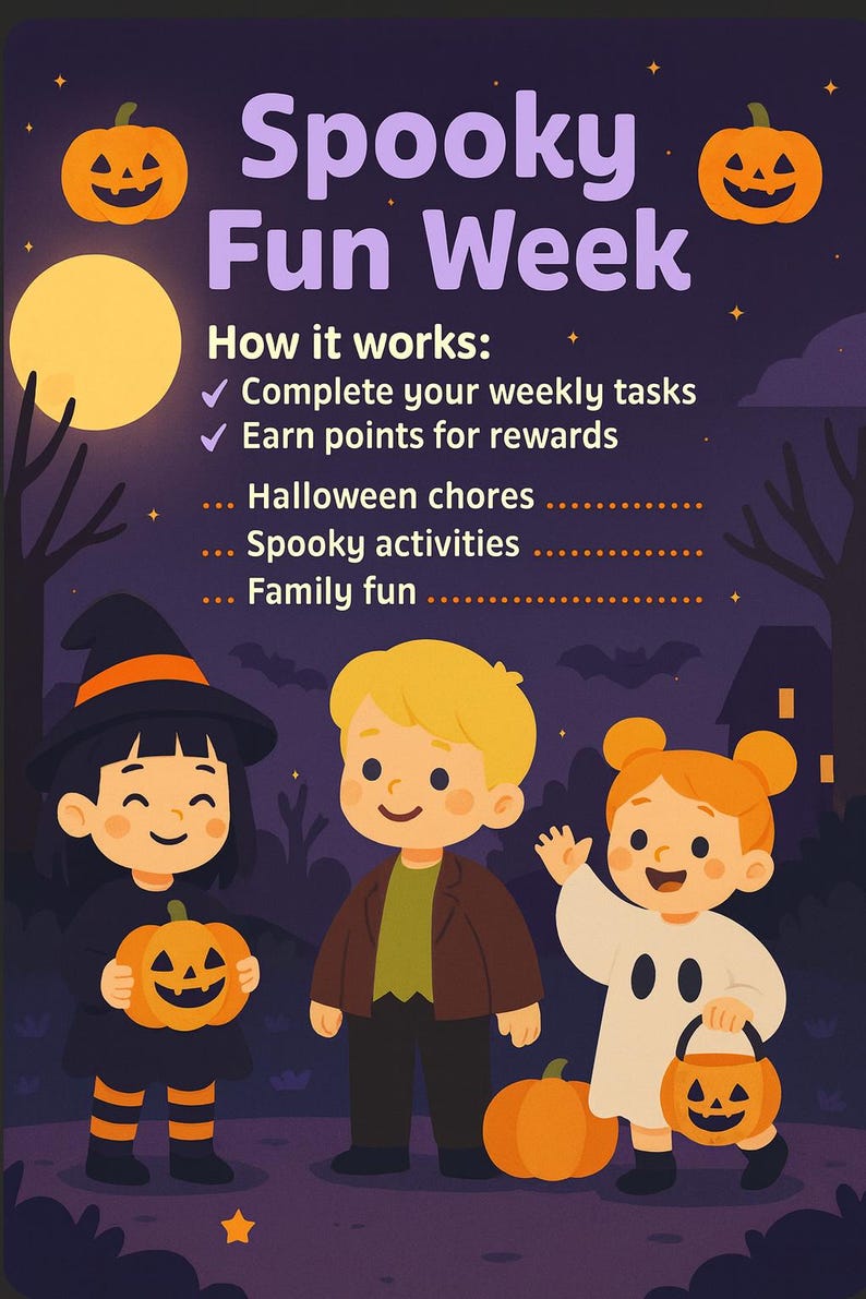 Halloween Chore Chart for Kids | Spooky Weekly Routine (printable PDF ...