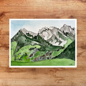 Dolomites Watercolor Print, Watercolor Print, Wall Art, Dolomites Print, Mountain Outdoors Print