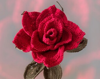 Crochet Rose: Handmade Cotton Flower, June Birth Flower