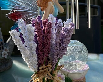 Crocheted Lavender Stems, Handmade Crocheted Flowers, Crochet Bouquet Gift, Rustic Floral Decor, Set of 3 Lavenders, Everlasting flower