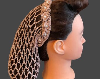 Snood for Hair - Hair Net With Beads-vintage Snood With