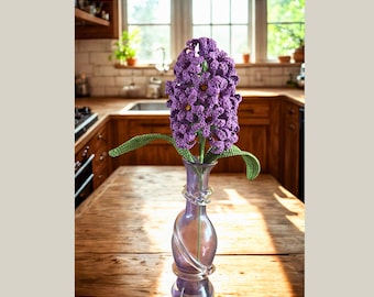 Crochet Hyacinth Flower, Gift for Her, Everlasting Flower Keepsake, Lifelike Floral Decor, Realistic Crocheted Flowers