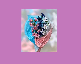 Fleur au crochet Blue Bells - Bouquet de cloches bleues - Fleur printanière au crochet - Unique anniversaire/cadeau fête des mères/cadeau éternel