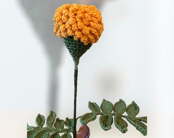 October Birth Flower Gift, The Crocheted Marigold, Handmade Crochet Flower Bouquet, Forever Flower, Autumn Decor, Birthday Gift for Her