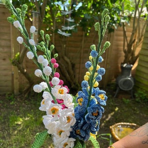 Crochet Flower the Larkspur/Delphinium,  July Birth Month Flower, Everlasting Flower, Flowers that never die, Birth Flower