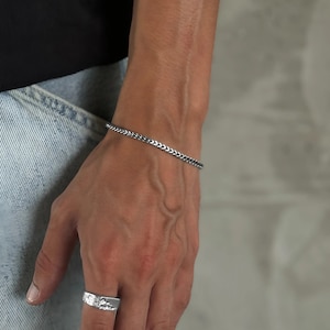 Foxtail Bracelet 4mm - Mens Silver Bracelet - Minimalistic Bracelet - Streetwear Jewelry Men - waterproof & non-fading - Jewelry Gift Idea