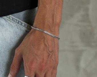 Foxtail Bracelet 4mm - Mens Silver Bracelet - Minimalistic Bracelet - Streetwear Jewelry Men - waterproof & non-fading - Jewelry Gift Idea
