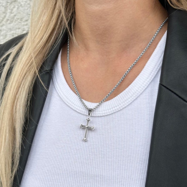 Cross Chain Silver Women - Minimalistic Crucifix Necklace - Confirmation Cross Pendant - Silver Necklace Women - Religious Jewelry