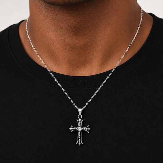 Buy Iced Out Cross Chain | Y2K Jewelry | Gothic Cross | 2mm Rolo 