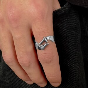Split Star Ring Silver | Premium Stainless Steel Ring | Y2K Design Men's | Bold Statement Jewelry | Waterproof & Hypoallergenic | Gift Idea image 2