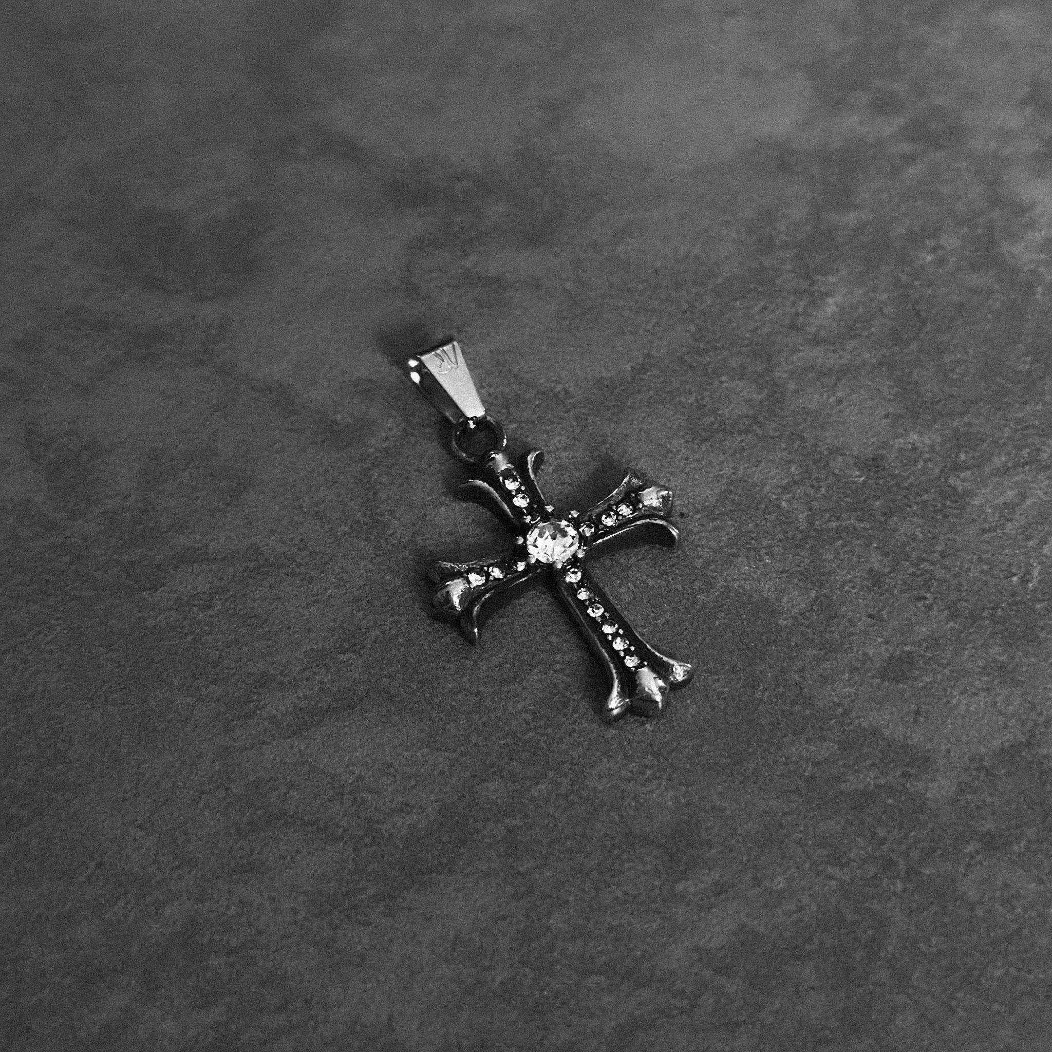 Y2K Cross Chain Men | Silver Cross Necklace Pendant | Shiny Cross