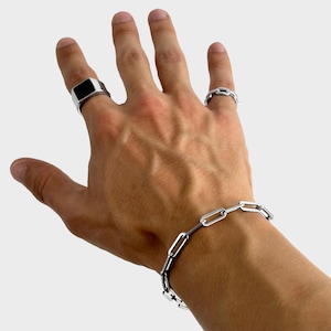 Paperclip Armband Heren - Schakelarmband Zilver - Herenarmband Zilver - Streetwear Sieraden Heren - Statement Armband - Sieraden Cadeau Idee