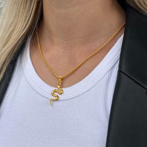 Gold Chain Women | Viper Pendant Gold | Snake Pendant | Box Chain Gold | Snake Chain | Chain with Pendant | Waterproof & Non Fading