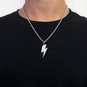 Chaîne éclair en argent | Collier en corde torsadée de 3 mm | Chaîne Flash Homme | Chaîne éclair avec pendentif | Bijoux Streetwear | Idée cadeau