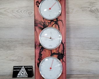 Wooden Weather Station, With Humidity, hPa and Thermometer