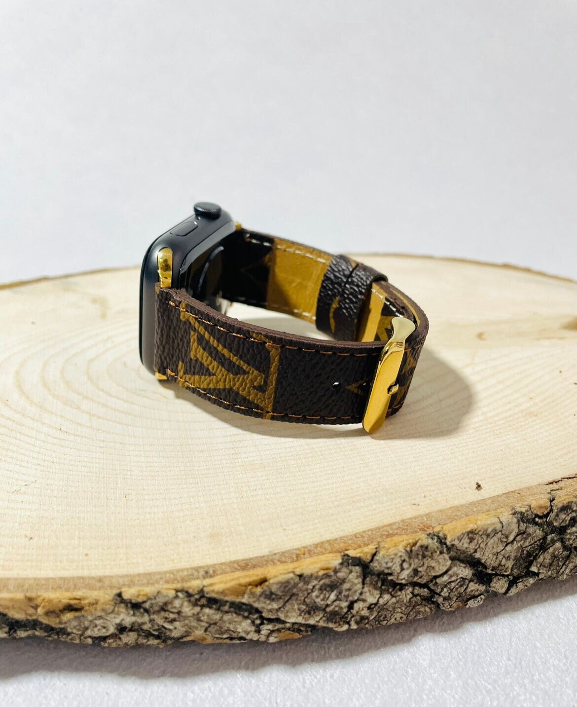 Custom 18K Gold Plated 45MM Apple Watch SERIES 7 Louis Vuitton Band LTE GPS 02 #64 Custom 18K Gold Plated 45MM Apple Watch SERIES 7 Louis Vuitton Band LTE GPS 02