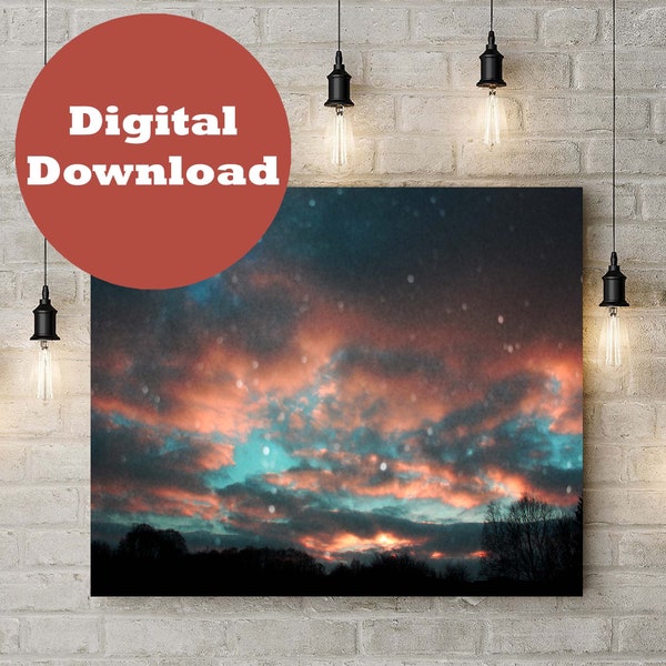 Cloudscape printable wall art by Noah Tibbs, landscape photography, art, nature, clouds, stars, vibrant, Cotswolds, colourful, sunset