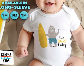 Surf Baby Bodysuit - Surfer Kids - Surfing clothing for babies - Little Surf Buddy Bodysuit - Beach Baby Clothes