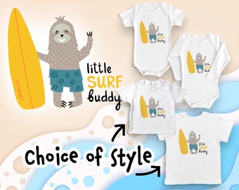 Surf Baby Bodysuit - Surfer Kids T-shirt - Surfing clothing for toddlers - Little Surf Buddy Bodysuit & T-shirt - Beach Baby Clothes