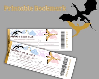 Fantasy Bookclub Bookmark, Coupon style Bookmark, Fourth Wing Bookmarks, Romantasy reader, Dragon Bookmark, Printable Bookmark