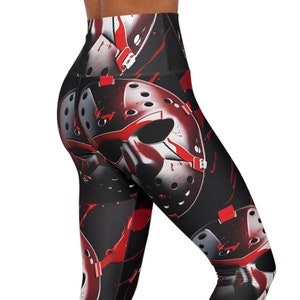 Friday the 13th Inspired Hockey Mask Leggings | Double-Layer Waistband | Women's Horror Movie Apparel