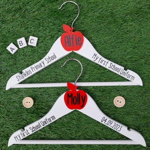 Personalised Childrens First School Uniform Hangers / back to school / pre school / nursery / school keepsake / first day / kids
