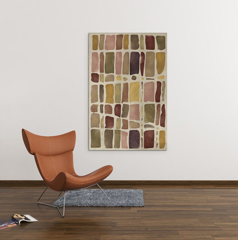 Abstract Wall Art Print, Rustic Coloured Retro and Contemporary